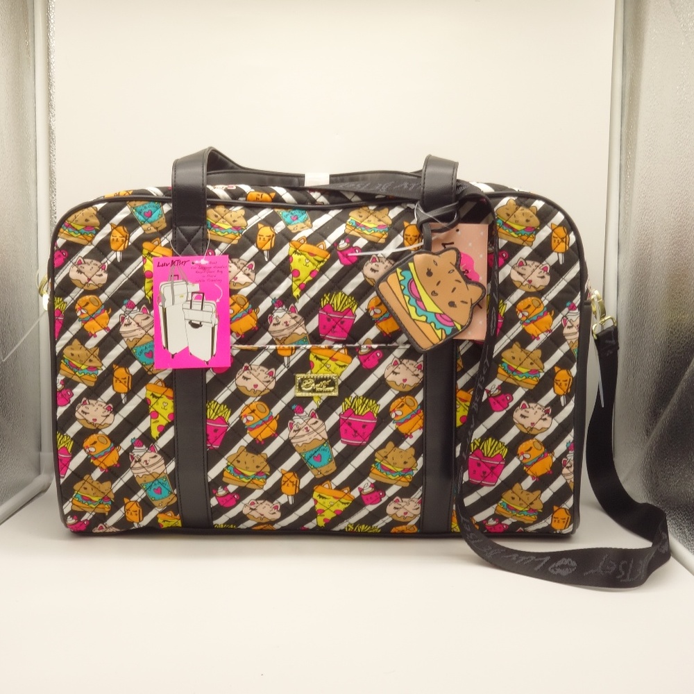 Betsey Johnson Multicolor Cat Print Travel Bag